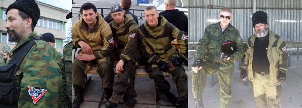 The insignia seen on men in pictures uploaded to Vkontakte. The man on the far right appears to be the bearded man identified by Ukrainian Intelligence as a Russian solider