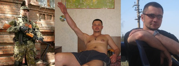 Edvard Pitersky in Eastern Ukraine (L) and two photos of Edvard Matishin from his Vkontakte profile.