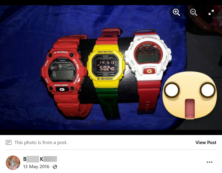 Facebook post about G-Shock watches by BK.